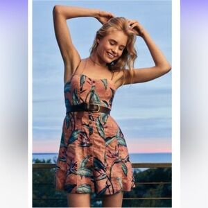 Urban Outfitters Kimchi Blue Lilyanna Printed Floral Linen Button-Down Dress